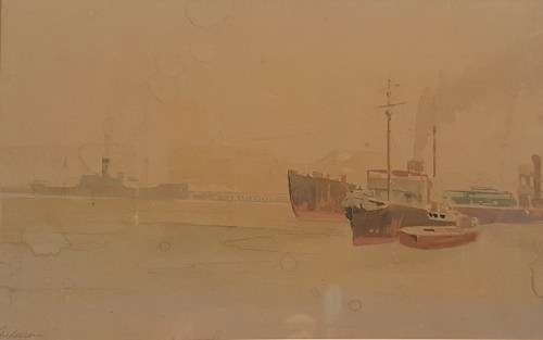 Nils Andersen - Harbor scene - An old beauty - Bid now!!