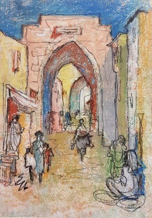 Ernest Ullman - Street scene - Mixed media -  Magnificent! Bid now!