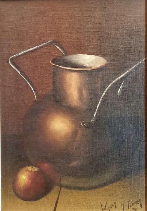 Wilhelm Ploner - Still life jug and apple - A stunning piece of art!! Bid now!!