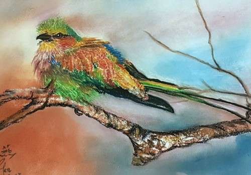 Chinese pastel of a bird - A beautiful piece! Giveaway price, bid now!