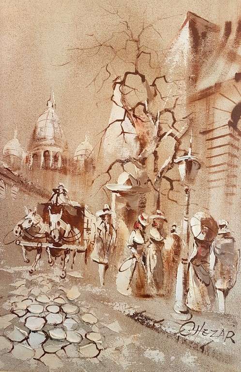 Chezar - French street scene - Ever popular, giveaway price, bid now!