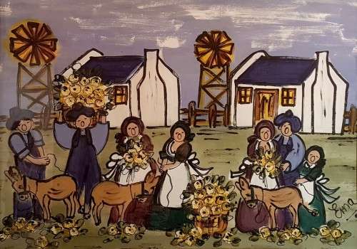 Erna Basson - Figures with donkey's - Large stunner! Bid now!