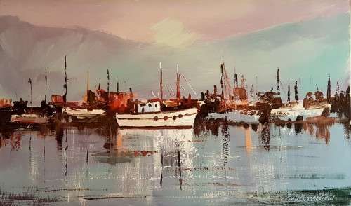 Paul van Blommestein - Harbor scene - Beautiful! Get it now!!