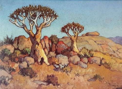 Conrad Theys - Trees in a barren landscape - Signed print - A beautiful piece of art, bid now!!