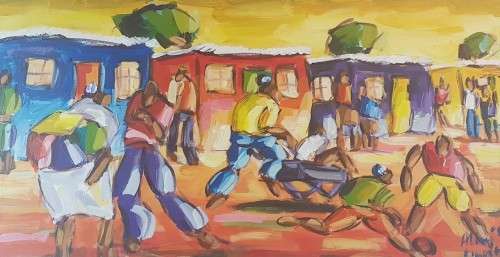 Allen Kupeta - Township scene - A beautiful oil painting - Bid now!