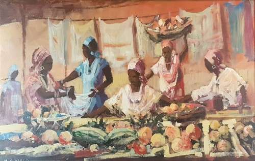 M Chiarla - Preparing the meal - Simply stunning!! Large 83cm x 53cm - Bid now!!