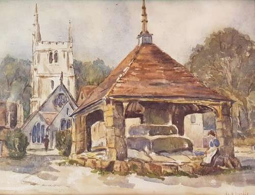 ME Deeble - Village scene - A lovely water color - Low price - Bid now!