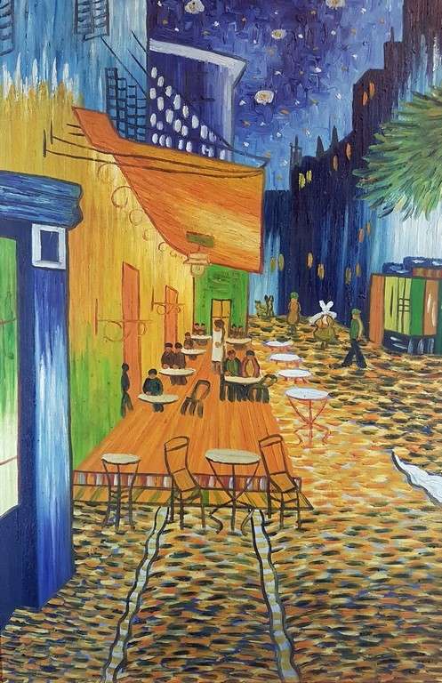 Street scene - Unsigned - A lovely large oil painting - Low price - Bid now!