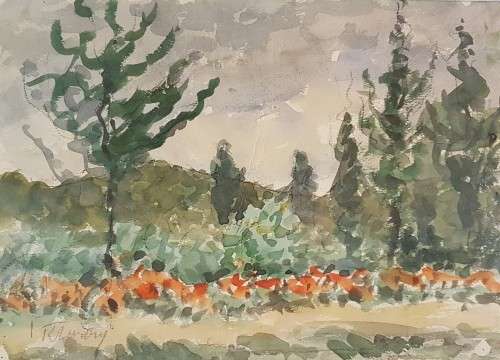 Reginald Turvey - Transvaal scene - Landscape - A beautiful watercolor - Low price, bid now!