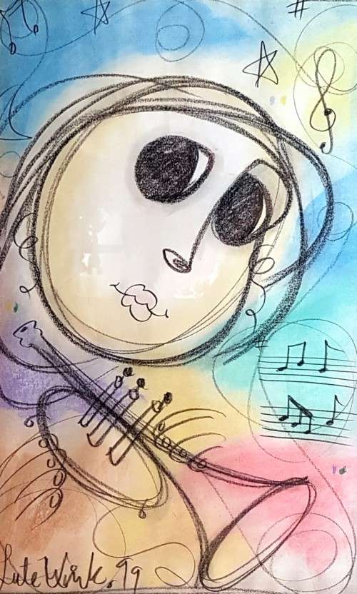 Lute Vink - Abstract musical man - A beautiful mixed media - Bid now!