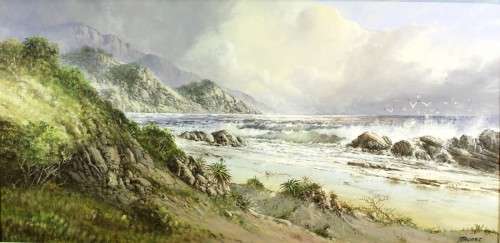 Jacobi (Benjamin Jacobus Davis) -  Seascape with seagulls - 100cm x 50cm! Stunning!! Bid now!!