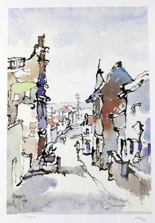 Gregoire Boonzaier  - Cape street scene - A beautiful signed litho print! Giveaway price, bid now!