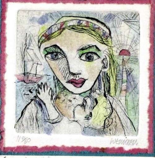 Martin Wenkidu - I give to you - Hand colored etching - A stunning piece of art!   Bid now!