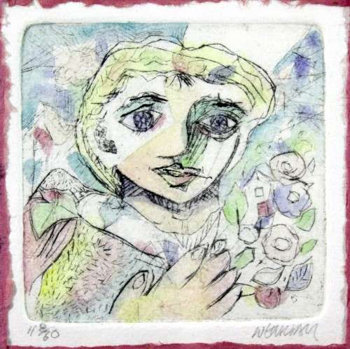 Martin Wenkidu - The gift - Hand colored etching - A stunning piece of art!   Bid now!