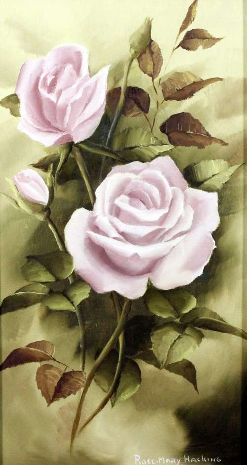 Rose-Mary Hacking - Still life roses - Art at its finest! Bid now!