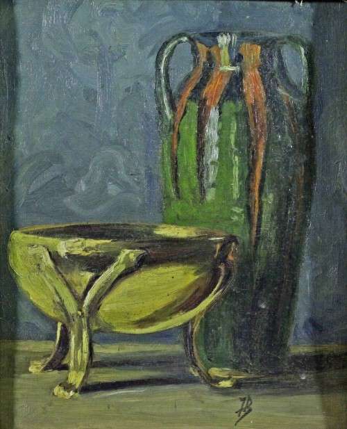 FB - Still life bowl and vase - Gilded frame - A beauty! - Oil painting - Low price! - Bid now!