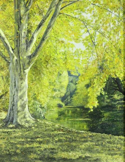 J v Vugt - Large tree at the river - A beauty! - Oil painting - Low price! - Bid now!