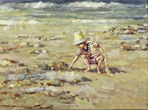 Wessel Marais - Boy playing on the beach - Investment art at its finest!! Invest now!!
