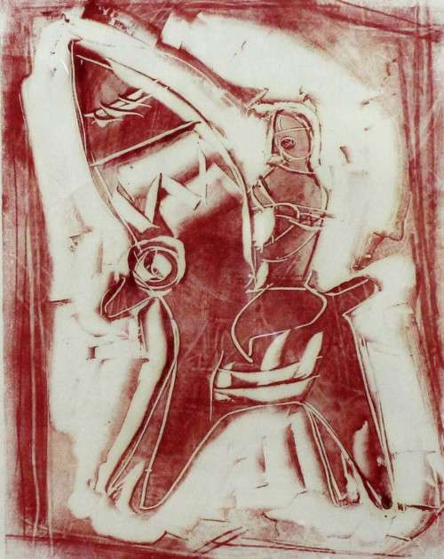 Nina - Abstract! - Monotype - A stunning piece of art! Bid now!