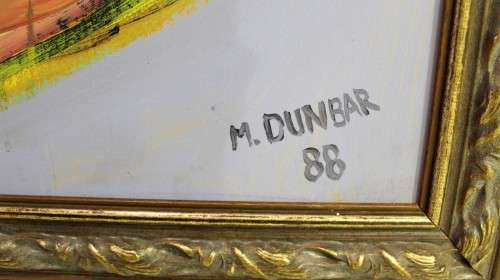 M Dunbar - Abstract party - A huge oil painting!! 123cm x 120cm - Bid now!!