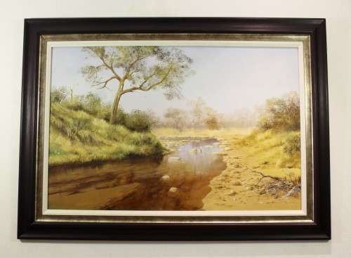Thomas Hacking - River in a dry landscape - 121cm x 79cm! A beautiful painting! Bid now!!