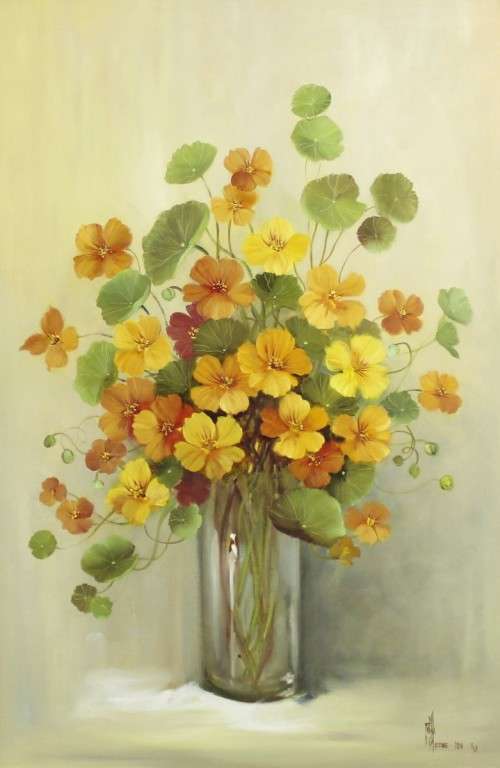 Freda van der Merwe - Still life flowers - 90cm x 60cm - A beautiful treasure! Bid now!!