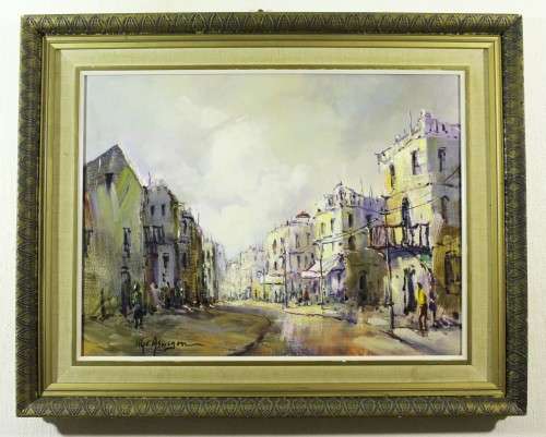 HG van Aswegen - Old Cape Town street scene - A beautiful painting! Bid now!
