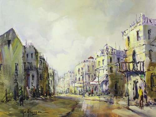 HG van Aswegen - Old Cape Town street scene - A beautiful painting! Bid now!