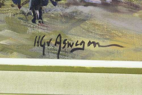 HG van Aswegen - Old Cape Town street scene - A beautiful painting! Bid now!