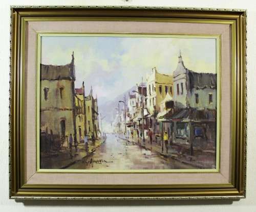 HG van Aswegen - Old District 6 street scene - A beautiful painting! Bid now!