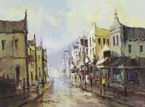 HG van Aswegen - Old District 6 street scene - A beautiful painting! Bid now!