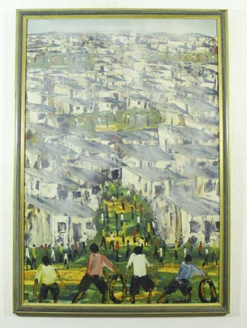 Solomon Sekhalelo - Township scene - A stunner!! Bid now!