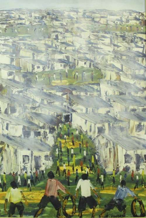 Solomon Sekhalelo - Township scene - A stunner!! Bid now!