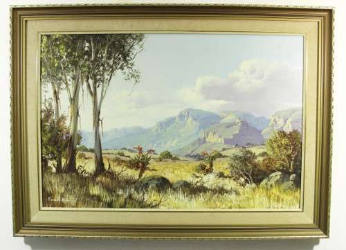 Michael Albertyn - Landscape with Aloe's - Stunning! 90cm x 60cm. Act fast and bid now!
