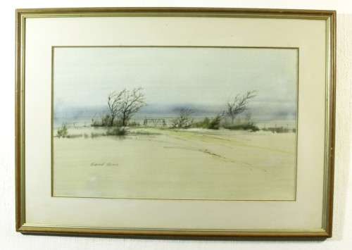 Richard Rennie - Landscape with farm gate - A beautiful watercolor! Bid now!