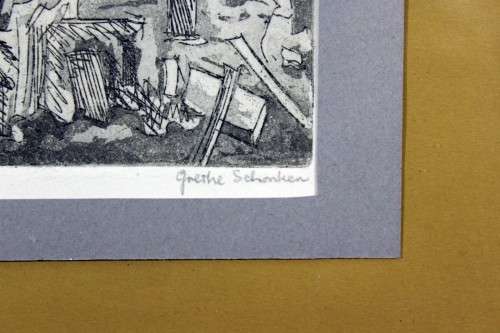 Grethe Schonken - Gothic Cathedral in ruins - Etching - A beauty!! Low price!!  Bid now!