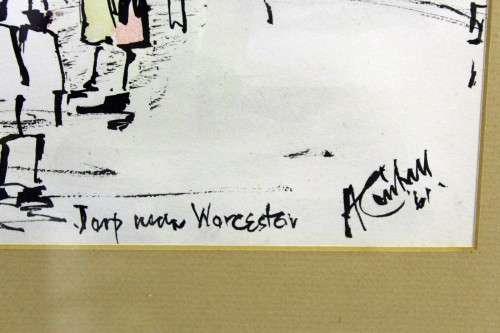 Arthur Cantrell - Dorp near Worchester - A lovely mixed media work - Invest now!!