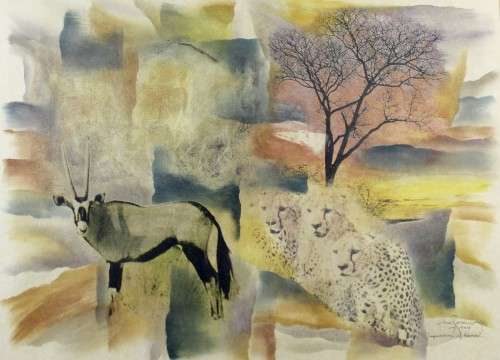 Joshua Rossouw - Impressions of Namibie - A stunning mixed media painting! Invest now!!