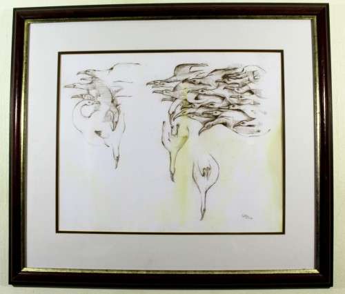 M Costello - Abstract birds - A beautiful mixed media painting! Invest now!!