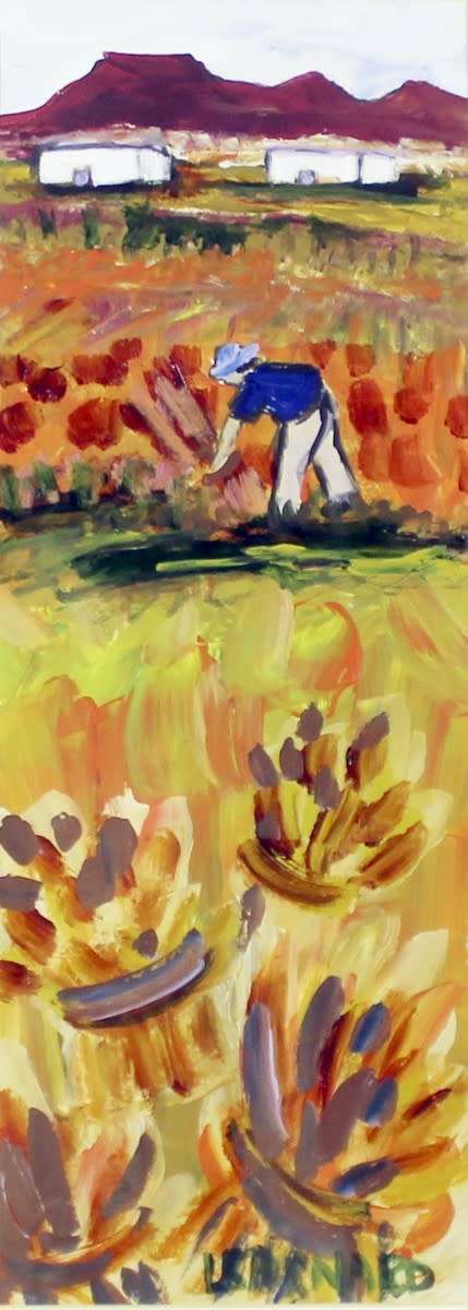 Lynette Barnard - Man dressed in blue working in the fields - A beautiful painting!! Bid now!!