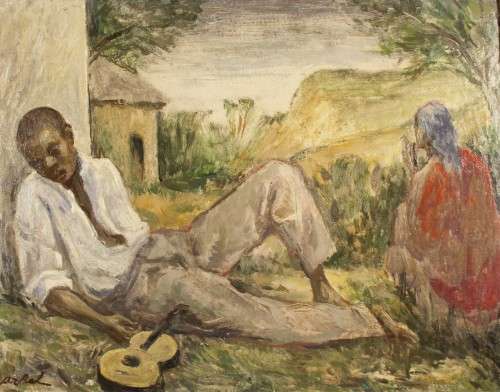 Arbel - Musician taking a break - A beautiful painting - Bid now!!