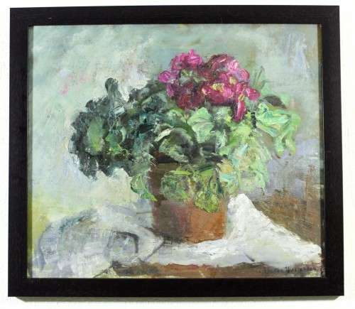 Johanna Wassenaar - Still life - Purple flowers - A beautiful painting! Low price, bid now!!