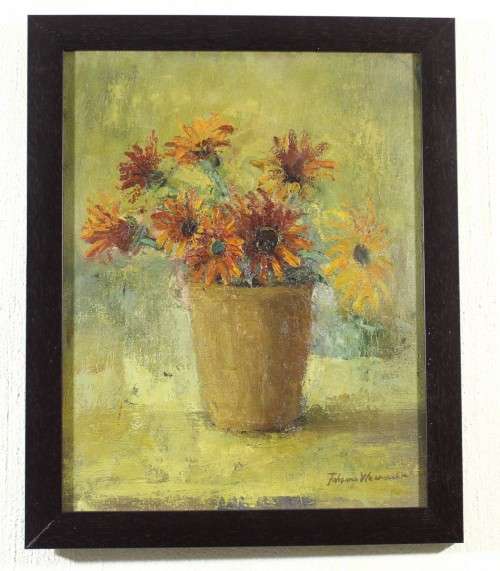 Johanna Wassenaar - Still life - Daisies - A beautiful painting! Low price, bid now!!