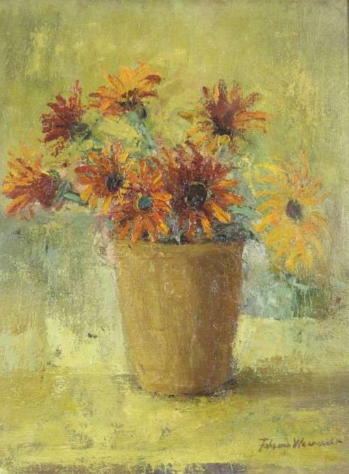 Johanna Wassenaar - Still life - Daisies - A beautiful painting! Low price, bid now!!