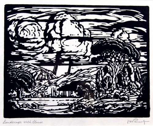 Pierneef - Landscape with house - A beautiful photo lithograph!! Bid now!