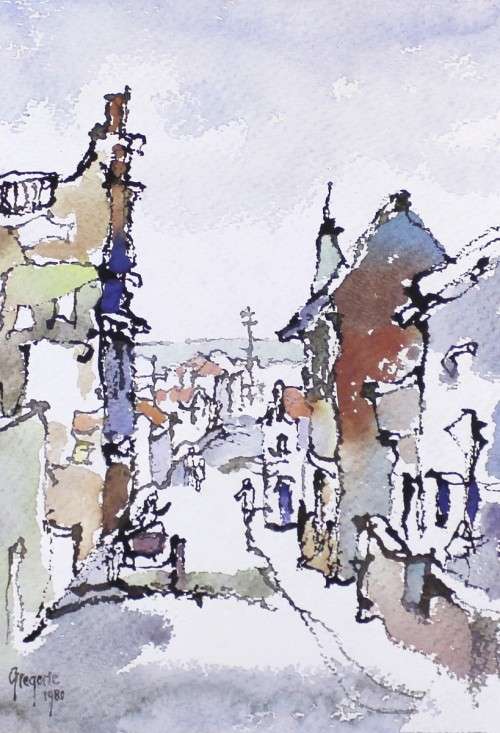 Gregoire Boonzaier  - Cape street scene - A beautiful signed litho print! Giveaway price, bid now!