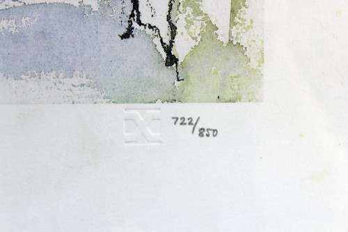 Gregoire Boonzaier  - Street scene with ocean - A beautiful signed litho print! Low price, bid now!