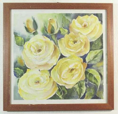 M Bolt - Yellow roses - A beautiful water color - Giveaway price! - Bid now!!