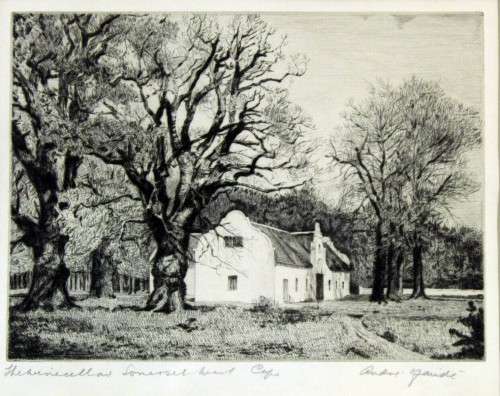 Andre Naude - Shea Wine Cellars, Somerset West, Cape - An absolute stunning etching!! Bid now!!