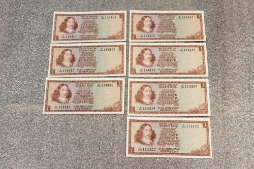 R1 - TW de Jongh - 7 Sequential numbers - Crisp & Uncirculated - Low price - Bid now!